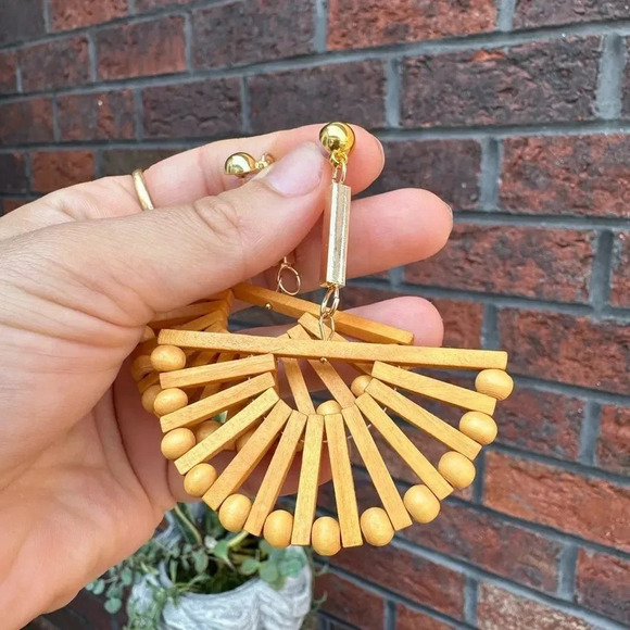 Half Windmill Bamboo Earrings - Picture 10 of 11